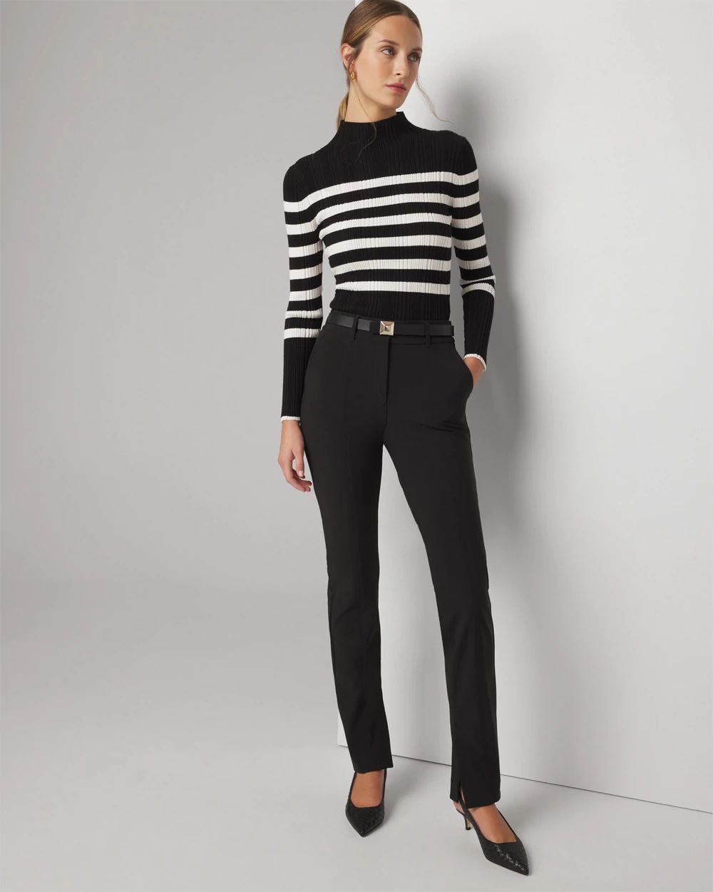 Skinny pants with slits on sale
